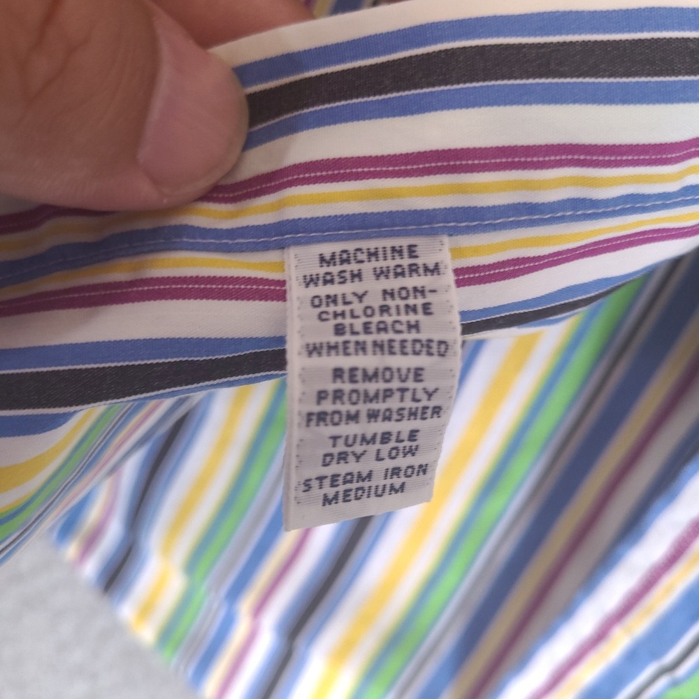 Vintage Ralph Lauren Shirt Mens XL Striped Button Classic Fit Preppy Colorful - Picture 12 of 12